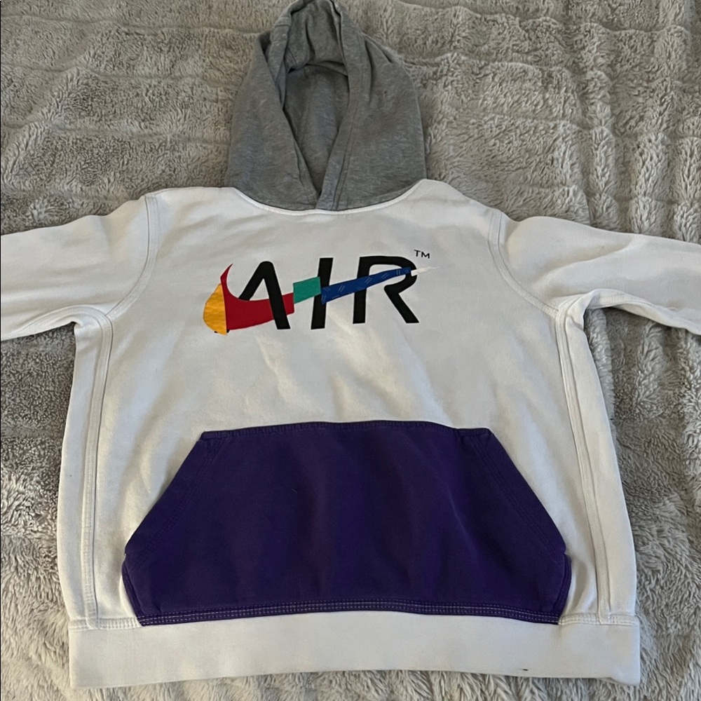 Nike Game Changer Kids White Hoodie with Multicolor Air Design